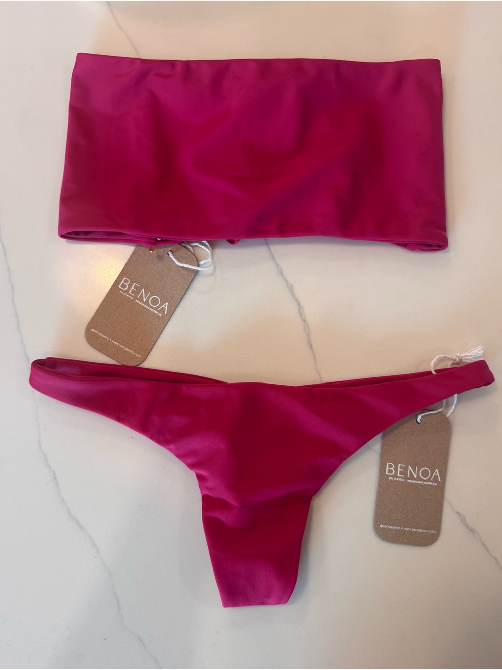 Benoa Swim Strapless Bandeau Bikini in Fuschia/Berry Color XL